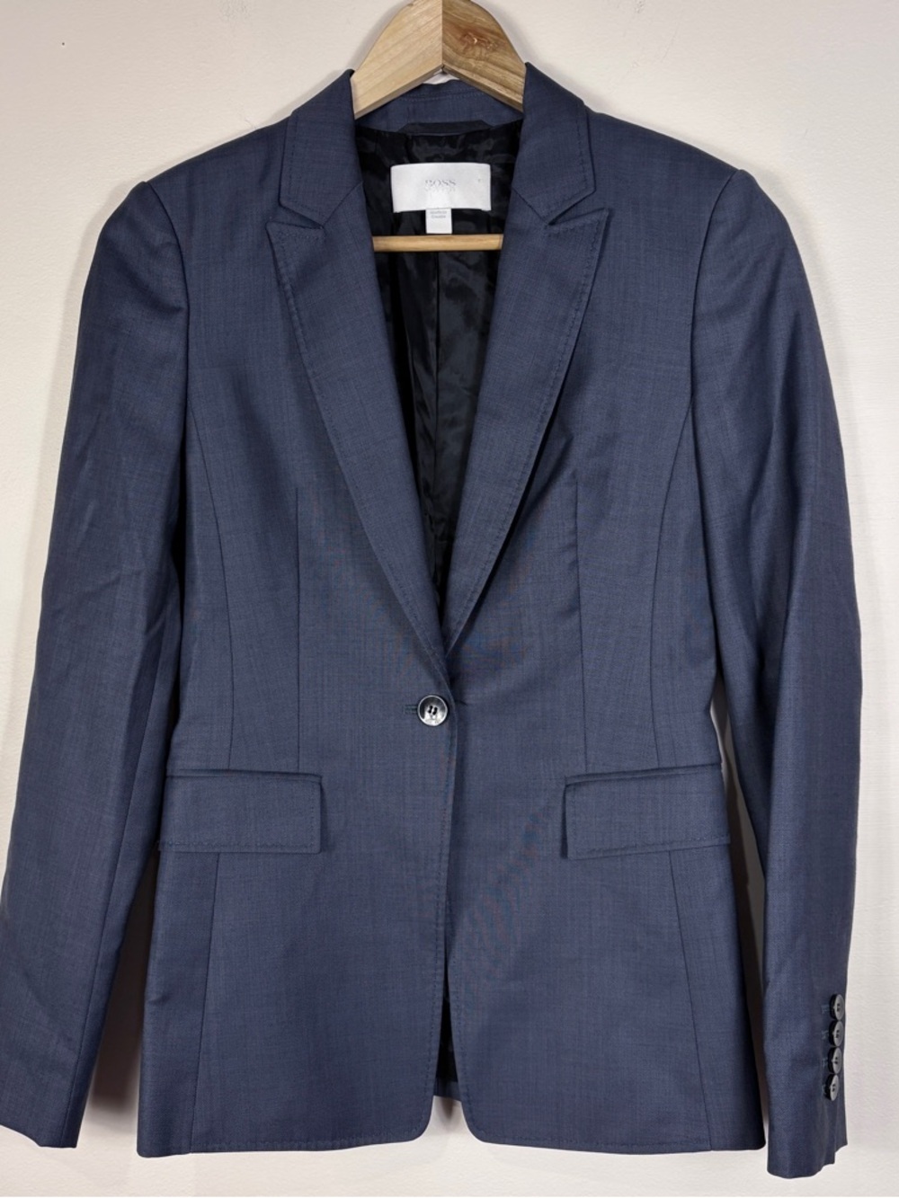 Hugo Boss Women's Blue Single-Button Blazer Juicyna Classic Office